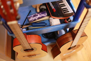 Close-up image of musical instruments.